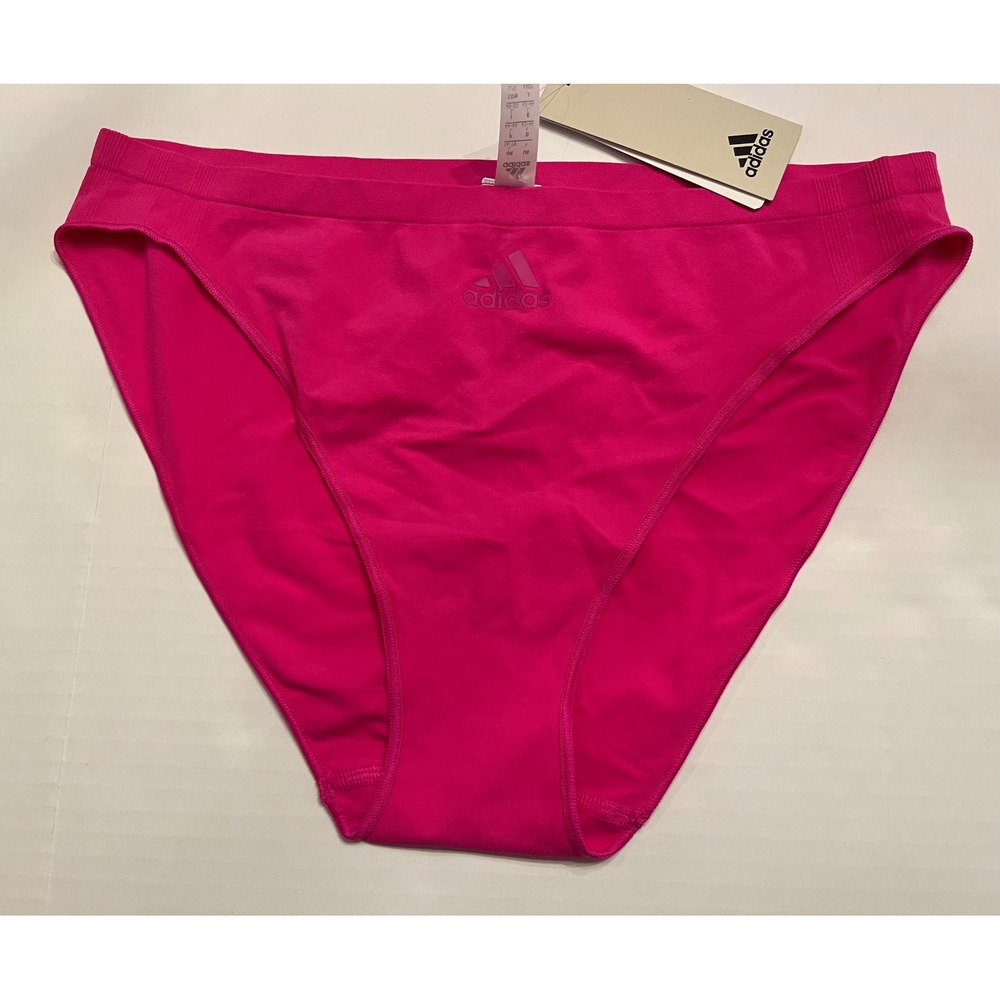 Adidas Women Seamless Low Rise Bikini Underwear Semi Lucid Fuchsia Pink Large